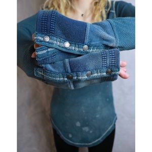 Free People RARE Thermal Cuff Button Bleach Shirt